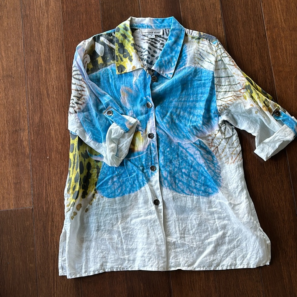 Vintage Linen Swim Coverup Top